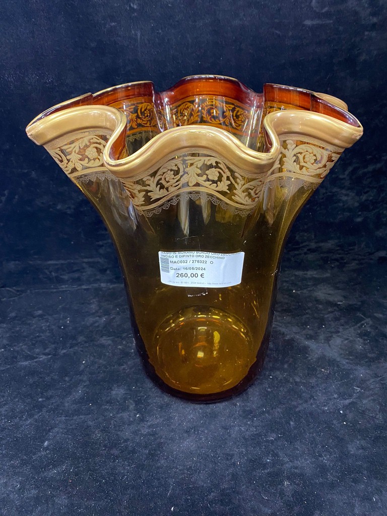 Vaso In Murano Bordo Oro Zecch